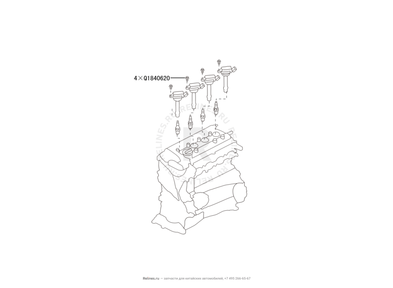 Запчасти Great Wall Hover M2 Поколение I (2010) 4x2, МКПП — Катушка зажигания — схема