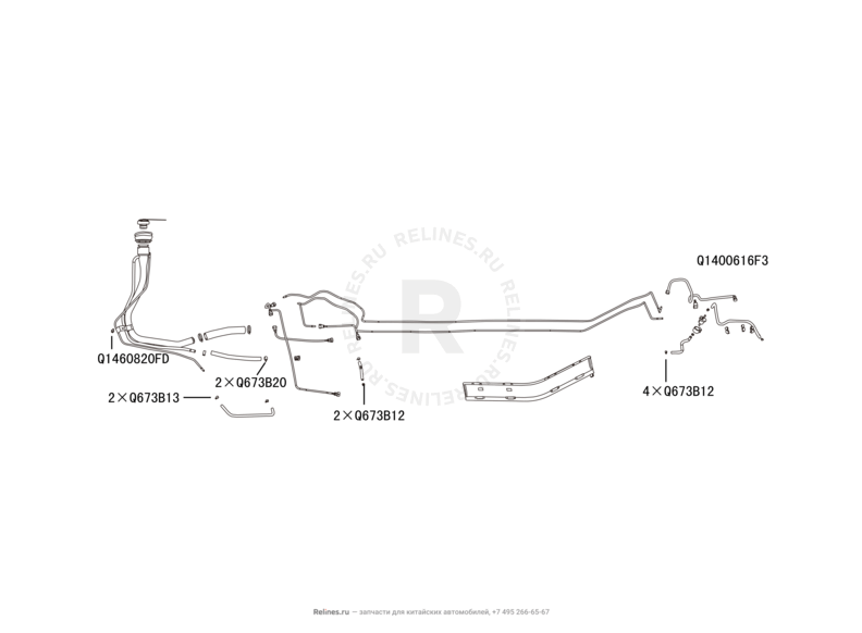 Запчасти Great Wall Hover M2 Поколение I (2010) 4x4, МКПП — Адсорбер, фильтр и трубка топливные — схема
