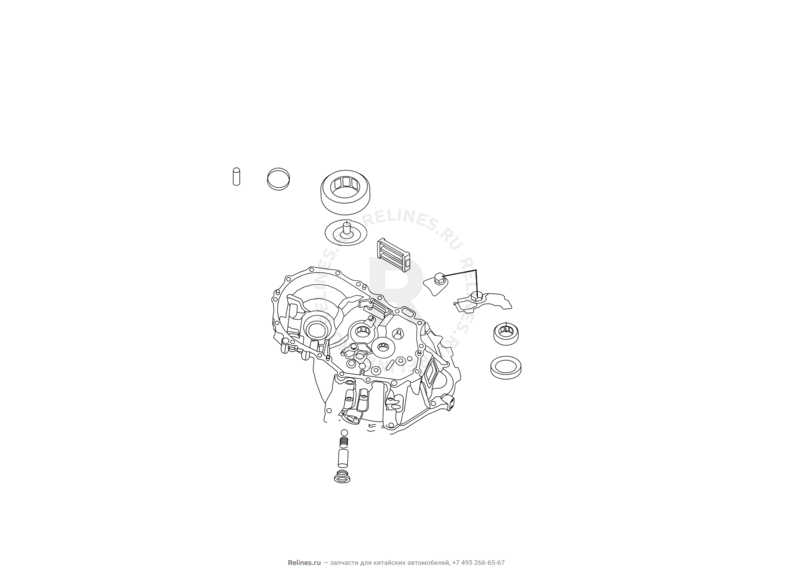 Запчасти Great Wall Hover M2 Поколение I (2010) 4x4, МКПП — Трансмиссия (коробка переключения передач, КПП) (1) — схема
