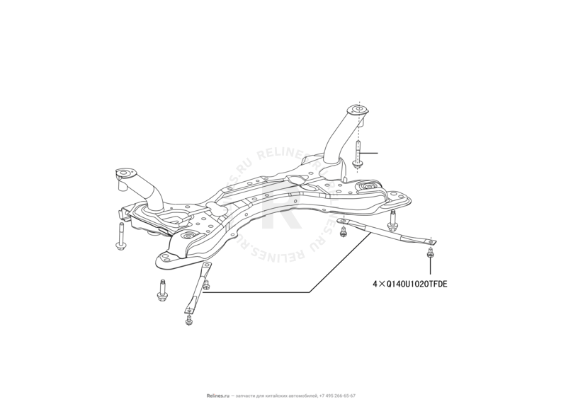 Запчасти Great Wall Hover M4 Поколение I (2012) 1.5л, МКПП — Подрамник — схема