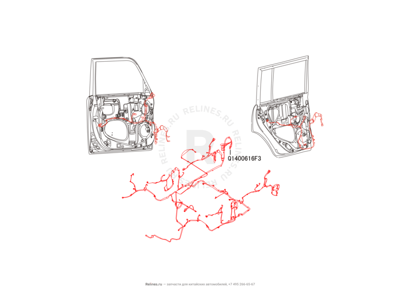 Запчасти Great Wall Hover M2 Поколение I (2010) 4x4, МКПП — Проводка кузова — схема