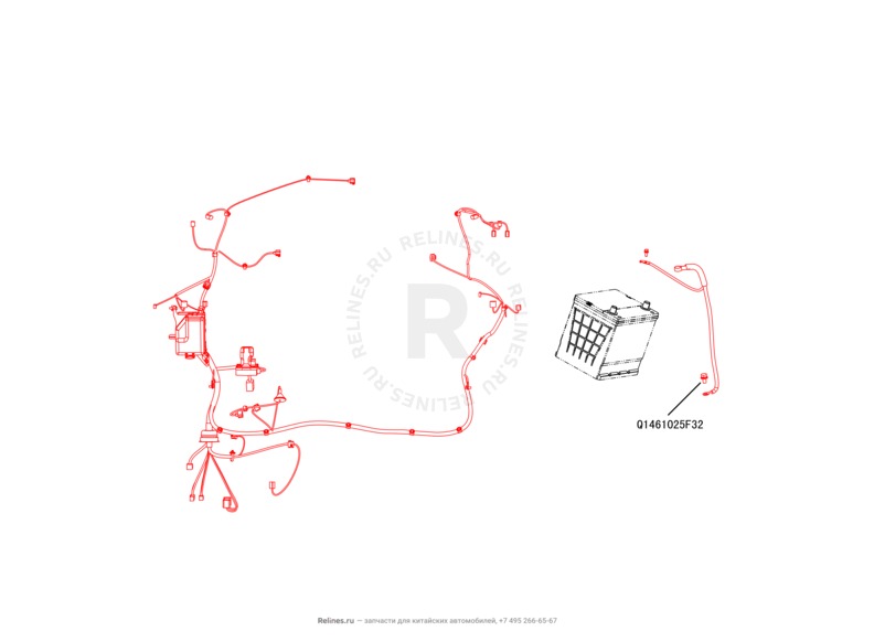 Запчасти Great Wall Hover M2 Поколение I (2010) 4x4, МКПП — Проводка моторного отсека — схема