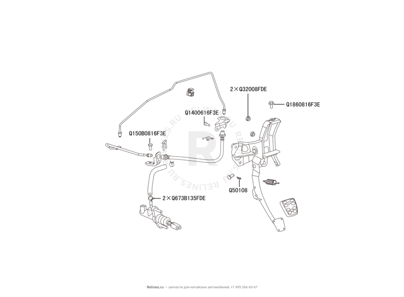 Запчасти Great Wall Hover M2 Поколение I (2010) 4x2, МКПП — Педаль сцепления — схема