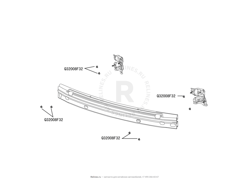 Запчасти Great Wall Hover M2 Поколение I (2010) 4x2, МКПП — Усилитель переднего бампера — схема