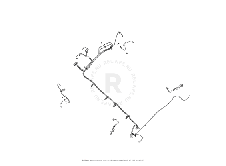 Запчасти Great Wall Hover M2 Поколение I (2010) 4x2, МКПП — Тормозные трубки и шланги, фиксатор и кронштейн (1) — схема