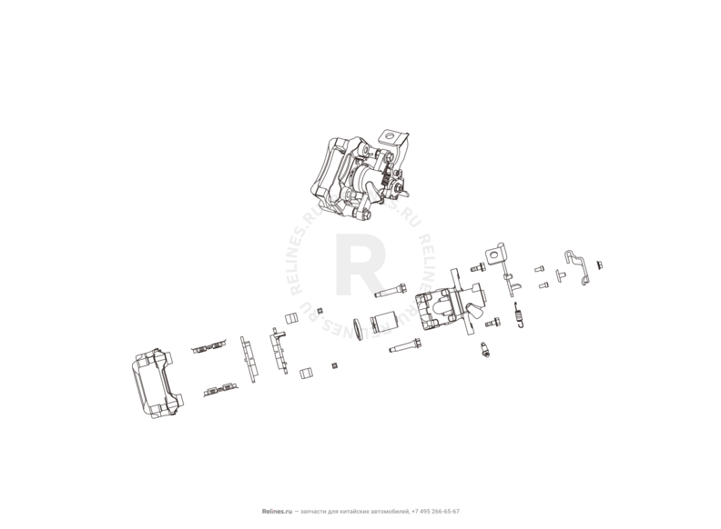 Запчасти Great Wall Hover M2 Поколение I (2010) 4x2, МКПП — Суппорт тормозной задний, колодки — схема