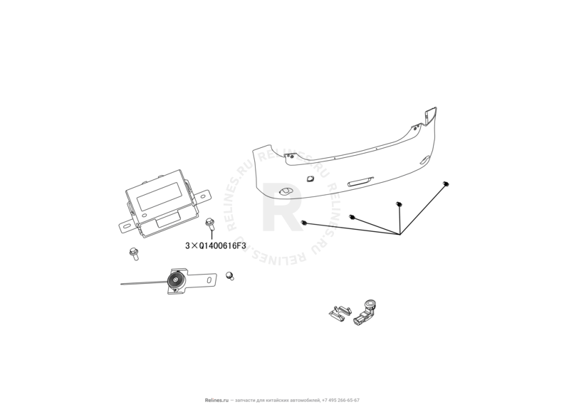 Запчасти Great Wall Hover M2 Поколение I (2010) 4x2, МКПП — Камера заднего вида и датчики парковки (парктроники) — схема