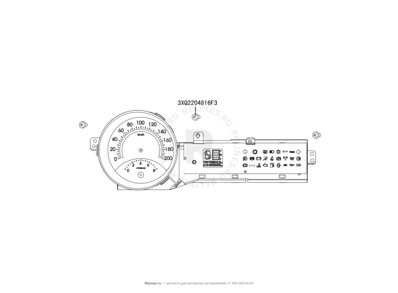 Запчасти Great Wall Hover M2 Поколение I (2010) 4x2, МКПП — Приборная панель, датчик скорости и температуры (2) — схема