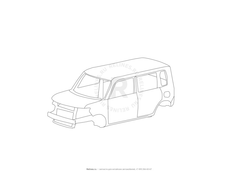 Запчасти Great Wall Hover M2 Поколение I (2010) 4x2, МКПП — Кузов (1) — схема