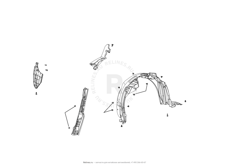 Запчасти Great Wall Hover M2 Поколение I (2010) 4x4, МКПП — Подкрылки и брызговики — схема