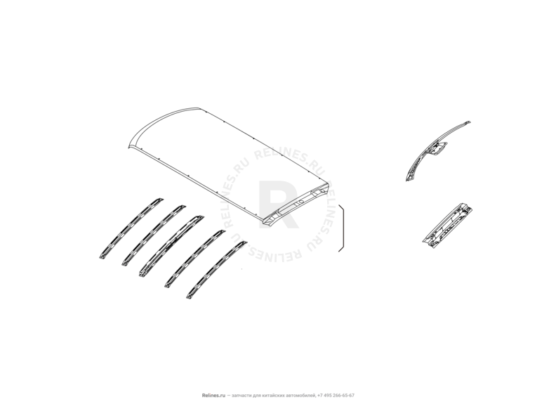 Запчасти Great Wall Hover M2 Поколение I (2010) 4x2, МКПП — Крыша и усилители крыши (1) — схема