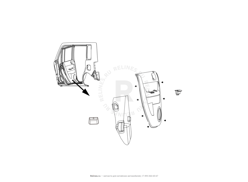 Обшивка и комплектующие задних дверей (1) Great Wall Hover M2 — схема