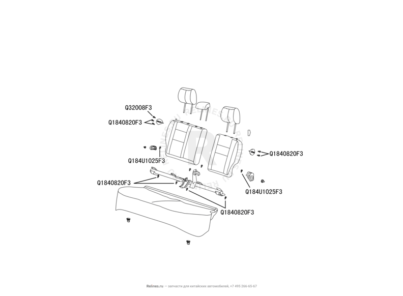 Запчасти Great Wall Hover M2 Поколение I (2010) 4x2, МКПП — Заднее сиденье (2) — схема