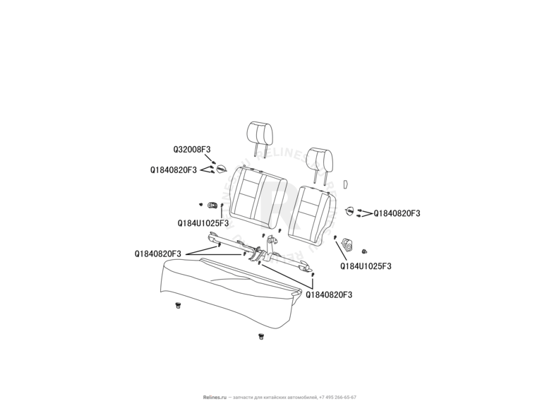 Запчасти Great Wall Hover M2 Поколение I (2010) 4x2, МКПП — Заднее сиденье (4) — схема