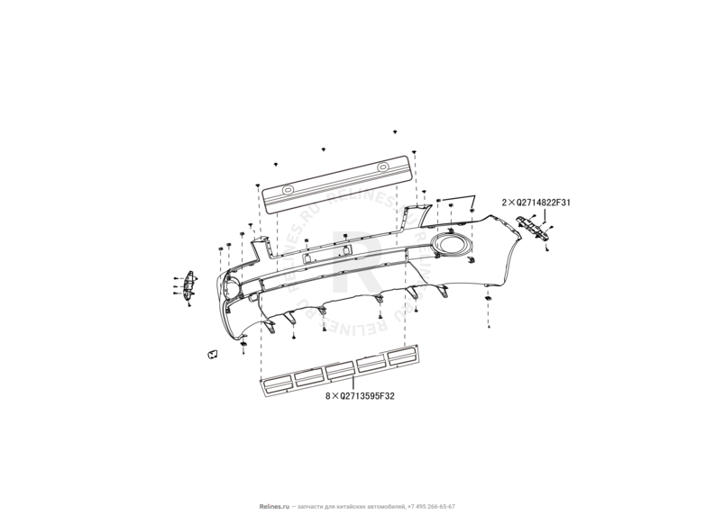 Запчасти Great Wall Hover M2 Поколение I (2010) 4x2, МКПП — Передний бампер (2) — схема