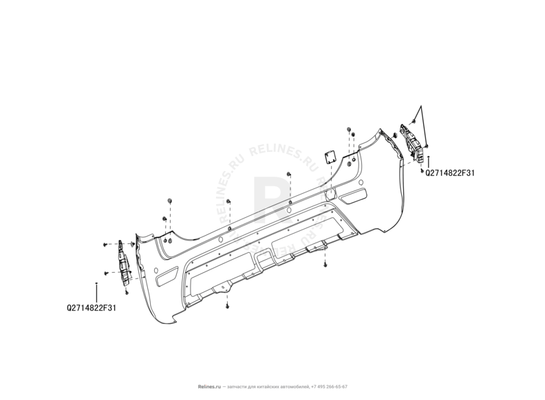 Запчасти Great Wall Hover M2 Поколение I (2010) 4x2, МКПП — Задний бампер (2) — схема