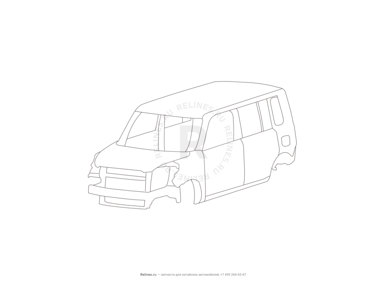 Запчасти Great Wall Hover M2 Поколение I (2010) 4x2, МКПП — Кузов (2) — схема