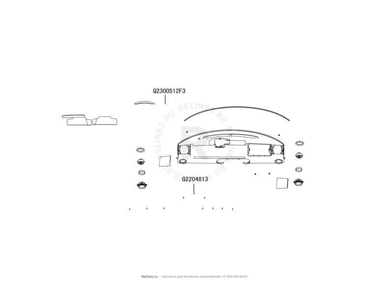 Передняя панель (торпедо) (10) Great Wall Hover M2 — схема