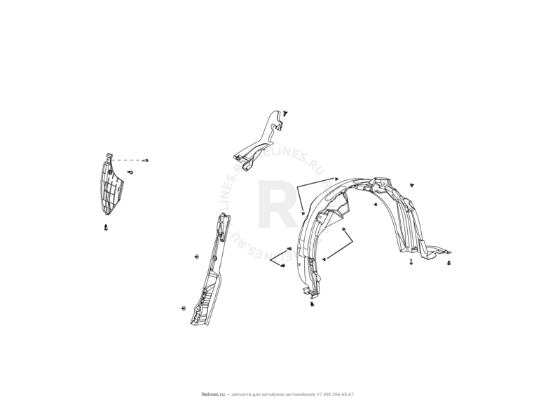 Запчасти Great Wall Hover M2 Поколение I (2010) 4x2, МКПП — Подкрылки и брызговики (2) — схема