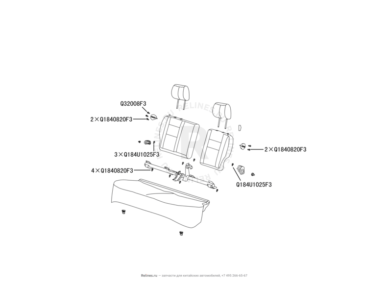 Запчасти Great Wall Hover M2 Поколение I (2010) 4x2, МКПП — Заднее сиденье (5) — схема
