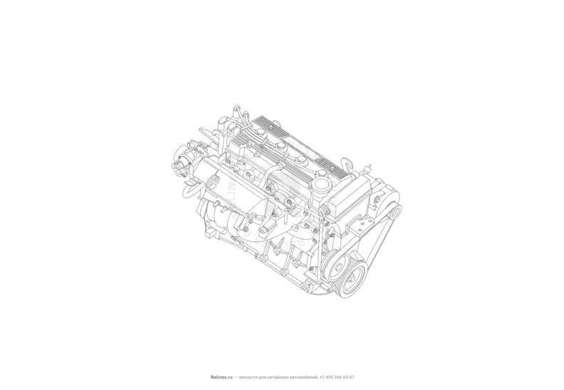Запчасти Lifan Smily Поколение I (2008)  — Двигатель в сборе — схема