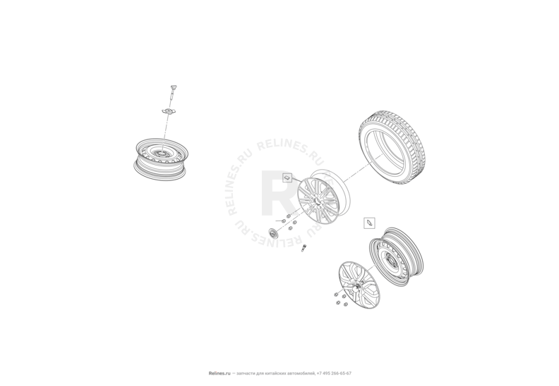 Запчасти Lifan Smily Поколение I — рестайлинг (2013)  — Колеса и шины — схема