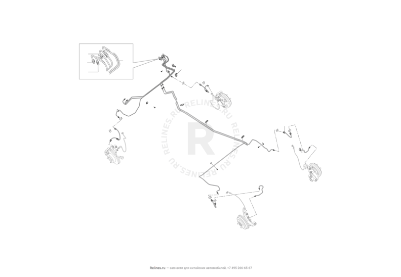 Запчасти Lifan Smily Поколение I — рестайлинг (2013)  — Тормозные трубки и шланги (ABS) — схема