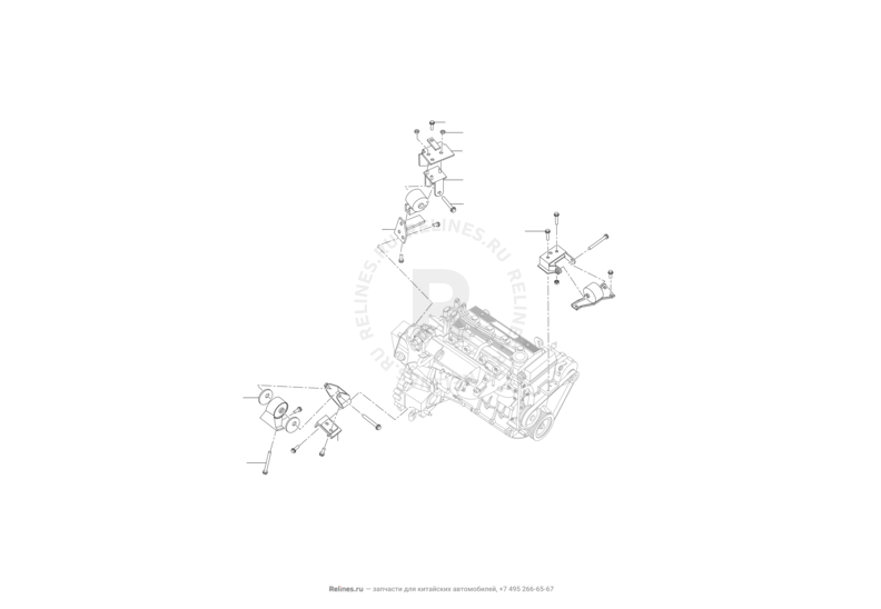 Запчасти Lifan Smily Поколение I — рестайлинг (2013)  — Опоры двигателя — схема
