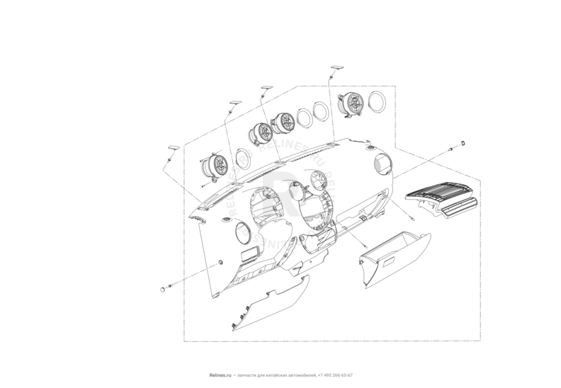 Запчасти Lifan Smily Поколение I — рестайлинг (2013)  — Передняя панель (торпедо) — схема