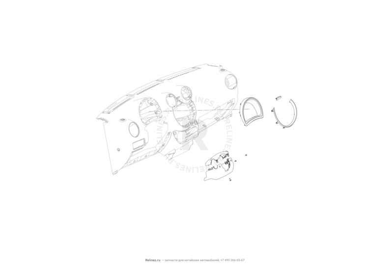 Запчасти Lifan Smily Поколение I — рестайлинг (2013)  — Комплектующие передней панели (торпедо) — схема