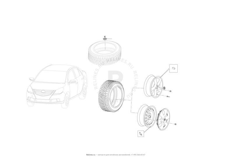 Запчасти Lifan Celliya Поколение I (2013)  — Колеса и шины — схема