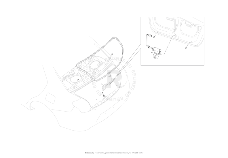 Замок и комплектующие крышки багажника Lifan Celliya — схема