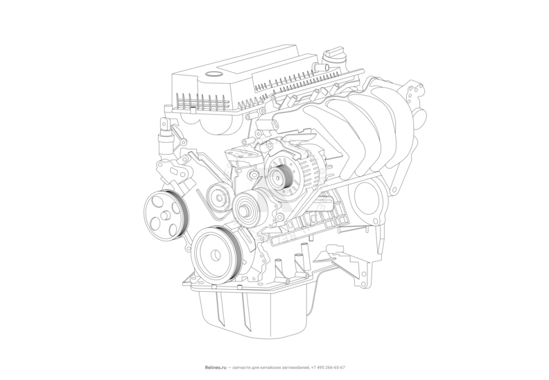 Запчасти Lifan Solano Поколение I (2008)  — Двигатель в сборе — схема