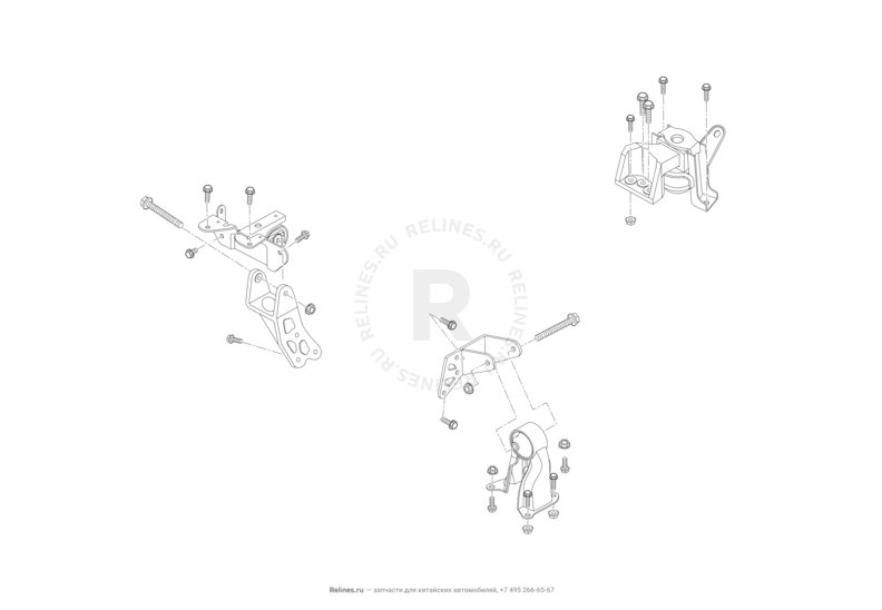 Запчасти Lifan Solano Поколение I — рестайлинг (2014)  — Опоры двигателя (1) — схема