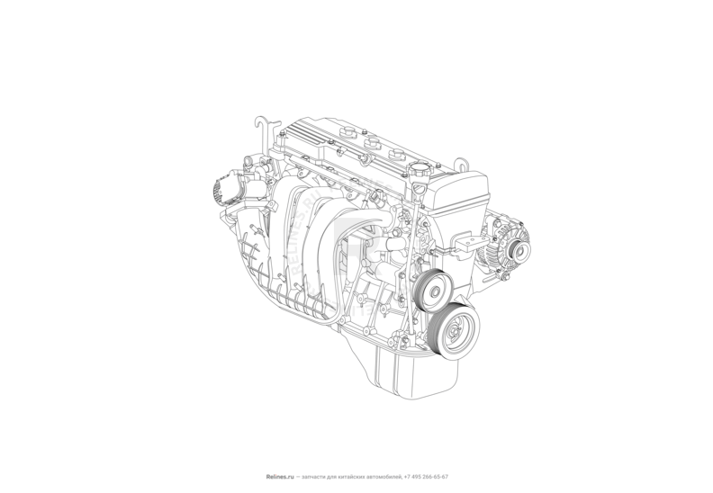 Запчасти Lifan Solano Поколение I — рестайлинг (2014)  — Двигатель в сборе — схема