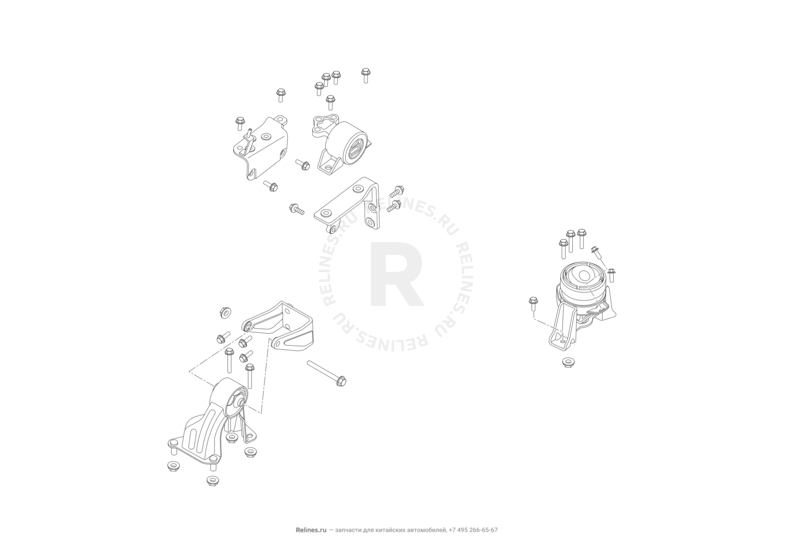 Запчасти Lifan Solano Поколение I — рестайлинг (2014)  — Опоры двигателя (2) — схема