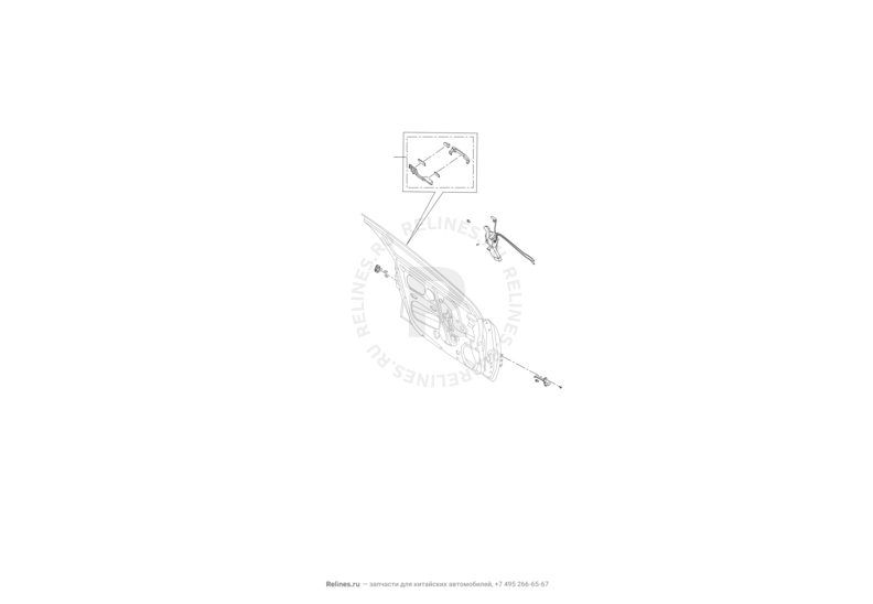 Запчасти Lifan Solano Поколение I — рестайлинг (2014)  — Ручки и замки двери передней — схема