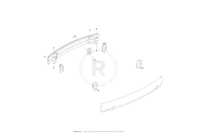 Запчасти Lifan Solano Поколение I — рестайлинг (2014)  — Усилители переднего и заднего бампера — схема