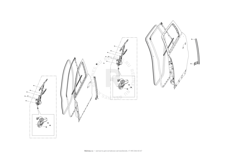 Запчасти Lifan Myway Поколение I (2016)  — Стеклоподъемники — схема