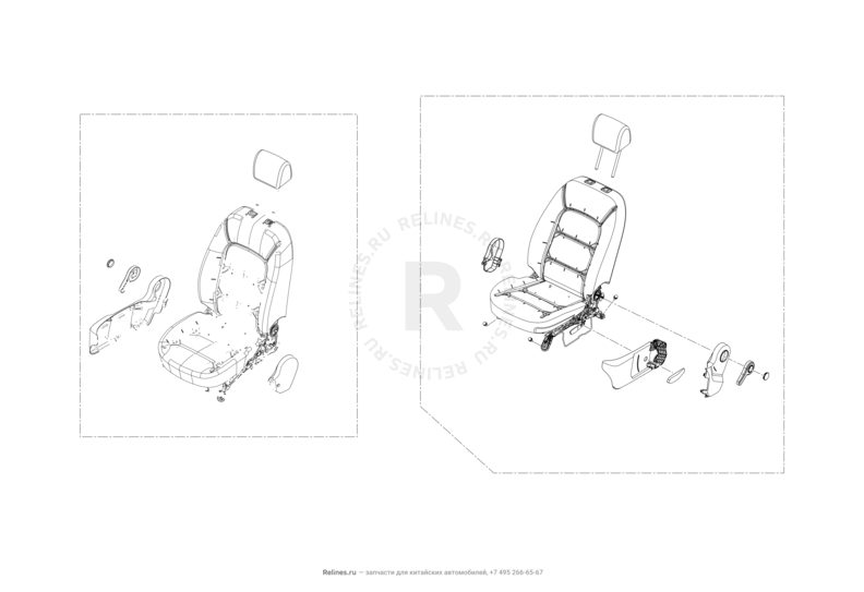 Запчасти Lifan Myway Поколение I (2016)  — Передние сиденья — схема