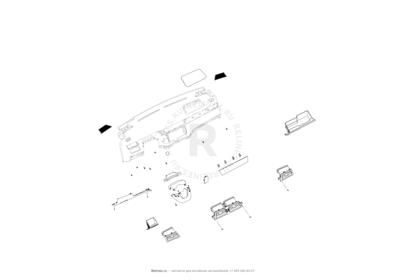 Комплектующие передней панели (торпедо) Lifan Myway — схема