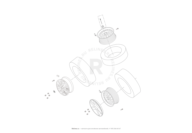 Запчасти Lifan Solano Поколение II (2016)  — Колеса и шины — схема