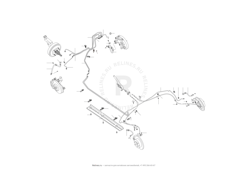 Запчасти Lifan Solano Поколение II (2016)  — Тормозные трубки и шланги — схема