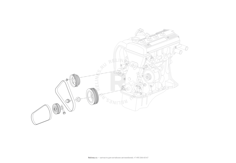 Запчасти Lifan Solano Поколение II (2016)  — Приводной ремень, ролики и шкивы (1.5L) — схема