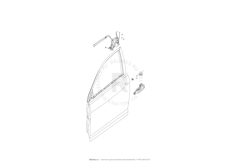Ручки и замки двери передней Lifan Solano — схема