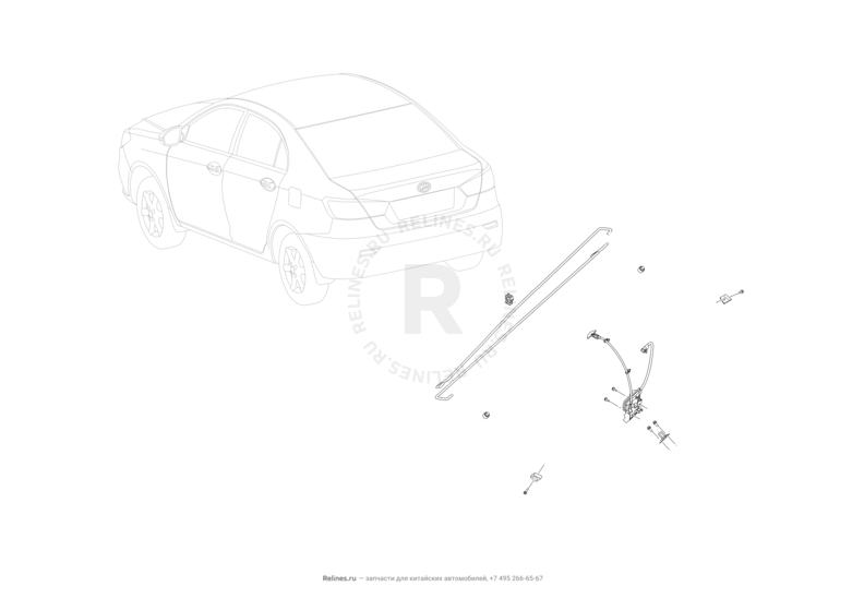 Запчасти Lifan Solano Поколение II (2016)  — Замок и комплектующие крышки багажника — схема