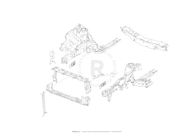 Запчасти Lifan Solano Поколение II (2016)  — Лонжероны и кузовные детали передней части — схема