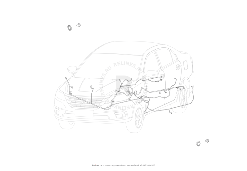 Запчасти Lifan Solano Поколение II (2016)  — Проводка кузова — схема
