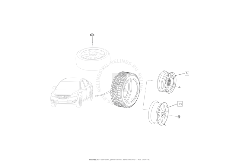 Запчасти Lifan Cebrium Поколение I (2012)  — Колеса и шины — схема
