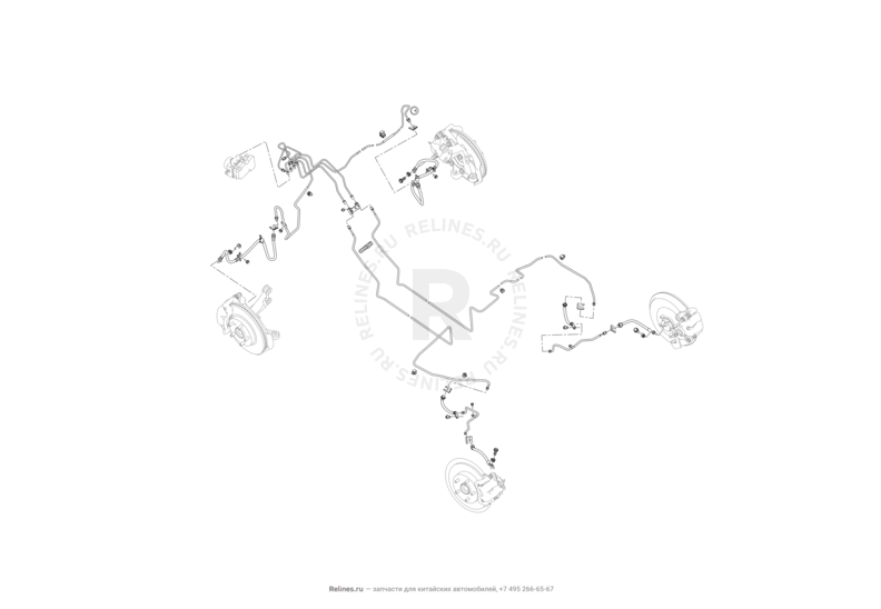 Запчасти Lifan Cebrium Поколение I (2012)  — Тормозные трубки и шланги — схема